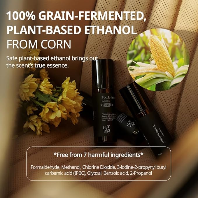 hetras Textile Perfume | Santal Fresh - Sophisticated Woody Scent | Long-Lasting Subtle Fragrance Wrinkle Release Spray | Travel-Size Linen Freshener | Made with Natural Essential Oils, 2.7 fl. oz.