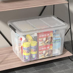 Farmoon 70 Quart Clear Storage Bin with Wheels, Large Plastic Lidded Container Box, 4 Packs