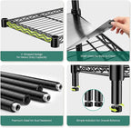 48" W Storage Shelves 1875LBS Metal Shelving, 5-Tier Adjustable Wire Shelving Unit with Liners, Heavy Duty Garage Shelving Steel Rack for Commercial Pantry, 48" W x 18" D x 72" H, Black