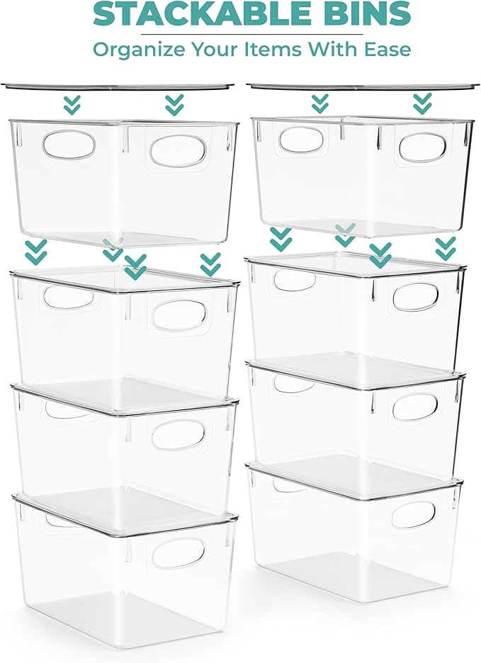 Sorbus 4-Pack Large Clear Plastic Storage Bins with Lids - Kitchen, Pantry, Fridge, and Cabinet Organizer