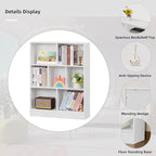 YAHARBO White 7 Cube Bookshelf,3 Tier Modern Horizontal Bookcase,Wooden Low Book Shelf Display Storage Cabinet with Base,Floor Standing Short Bookshelves Open Organizer for Bedroom,Living Room,Office