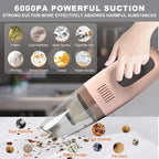 Portable Handheld Vacuum Cleaner Cordless, Cleaner for Dirt Home Pet Hair, Car Interior Dust, Power Suction Lightweight Stylish Hand Vacuum (Pink)