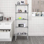 BestOffice Adjustable NSF-Certified Metal Shelf Wire Shelving Unit Storage for Small Places Restaurant Garage Pantry Kitchen Garage Rack (Chrome, 16.7L×11.8W×47.6H)
