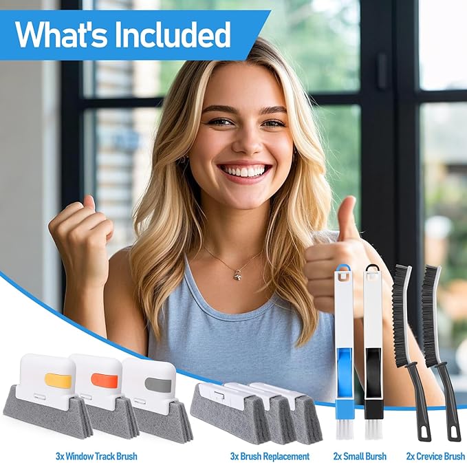 Palksky Window Track Cleaner Set, Window Groove Cleaning Brush Tools, 7 Pieces