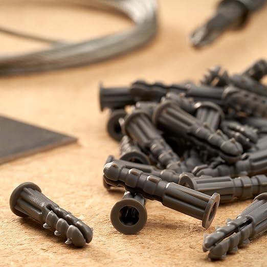 Qualihome Drywall Anchors Premium Quality Ribbed Lightweight Plastic Anchors for Hollow Walls – Wall Hanging Anchor Kit for Pictures, Artwork & Light Duty Anchoring Application (#6-8 x 7/8")