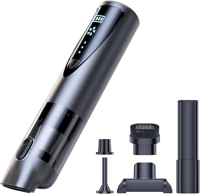 Cordless Car Vacuum Cleaner, 20000Pa Strong Suction Handheld Vacuum with Detailing Kit, Wet/Dry Rechargeable Portable Mini Vacuum for Car Detailing, Home & Outdoor Cleaning