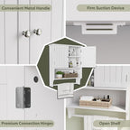 Smuxee White Bathroom Cabinet Wall Mounted with Towels Bar, Bathroom Medicine Cabinet with 2 Door Adjustable Shelves, Over Toilet Cabinet for Bathroom Laundry Room Kitchen