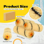 Leumoi 300 Pcs 4 Inch Mini Paint Roller Cover 1/2" Nap Small Microfiber Roller Covers Home Repair Tools House Household Supplies Kit (Black, Yellow)