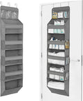 Heavy Duty Over The Door Organizer Hanging Storage – 6-Tier Behind The Door Storage with 5 Large, 6 Side & 3 PVC Pockets – 50 lbs Hanging Organizer for Closet, Nursery, Bathroom – 1 Pack, Gray