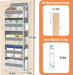 WISELIFE Over The Door Organizer - 5 Shelves Large Capacity Hanging Bedroom Storage Solution with Side Pockets for Dorm Bathroom Pantry Nursery and Baby Essentials Holds up to 40 Lbs (Grey)