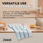 Zeppoli Classic Kitchen Towels - 6 Pack 100% Natural Cotton Towel Set, Reusable Wash Cloths, Absorbent Dish Towels, Machine Washable Hand Towels, Kitchen Essentials, 20" x 28" - Aqua Base