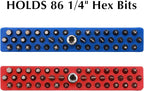 EMENTOL 2PCS 1/4" Magnetic Bits Holder Set - Red and Blue, 86PCS Hole, Bit Organizer with Strong Magnetic, Magnetic Bits Organizer, 2 Pieces