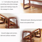 Solid Wood Shoe Bench, 2-Tier Wooden Entryway Bench, Modern Shoe Rack with Faux Leather Cushion for Hallway, Living Room (Gray, 21.65'')