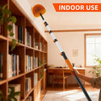 30 FT Reach Cobweb Duster with 5-24 FT Telescoping Pole, Dual Action Flip-Lock & Screw Fixing Design, Washable Reusable Duster for High Ceilings, Fans & Home Cleaning