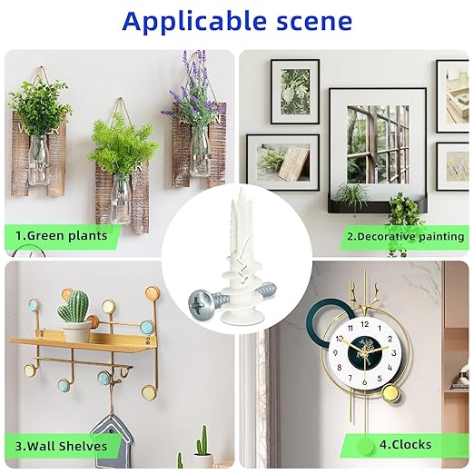 #8 x 1-1/2" Self Drilling Plastic Drywall Anchors Screws (50 Anchors+50 Screws), No Pre Drill Hole Required, Hold Up to 75 Lbs