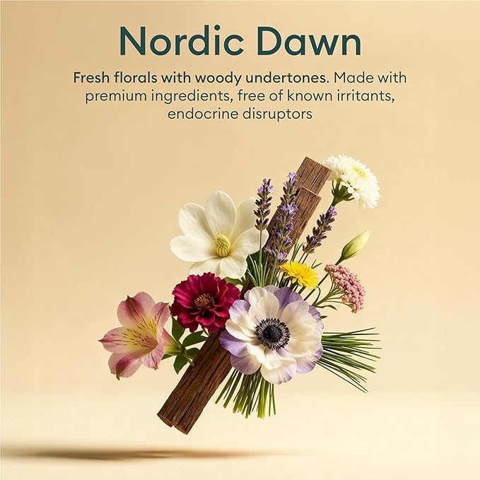 Vove Nordic Dawn Scent Drops, Jasmine Florals Vetiver - Laundry Fragrance Oil with Glass Dropper, Scent Booster, Pairs with Dryer Balls, Hypoallergenic, Biodegradable Musk, FSC-Certified Packaging