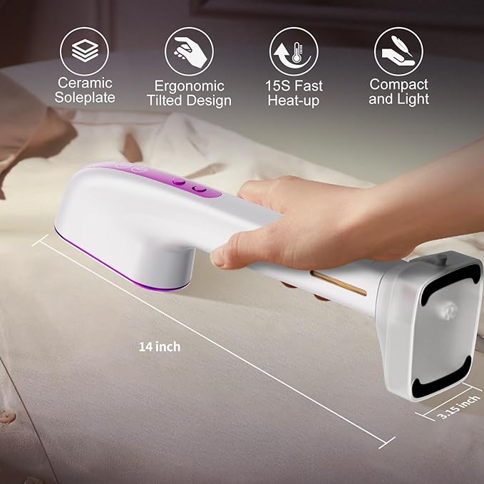 Handheld Steamer for Clothes Portable, 300ml Big Capacity, 1200W Strong Power, 100-250V Dual Voltage for International Travel, One-Step Steam Press for Wrinkle-Free