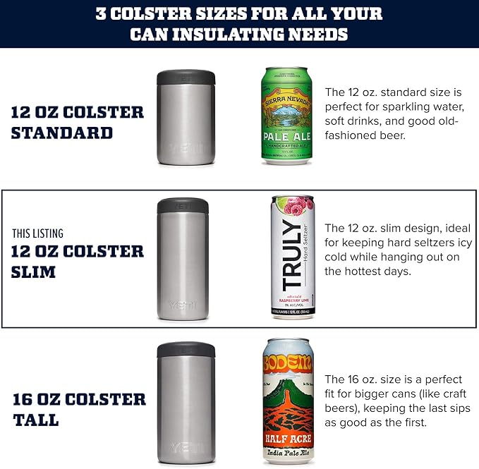 YETI Rambler 12 oz. Colster Slim Can Insulator for the Slim Hard Seltzer Cans, Navy