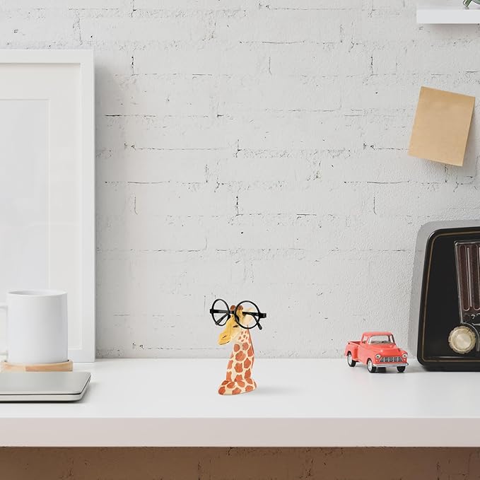 Giraffe Shaped Eyeglasses Holder Wooden Glasses Stand Decorative Eyewear Organizer Tabletop Rack for Home Office Display