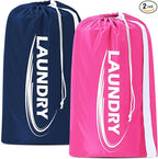 Sylfairy 2 Pack XL Laundry Bag with Strap,Heavy Duty Travel Laundry Bag,Rip-Stop Dirty Clothes Shoulder Bag with Drawstring,Easy Fit a Laundry Hamper or Basket Travel Essentials