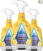 Astonish Zesty Lemon Scented Kitchen Cleaner 3 Pack - All Purpose Cleaning Solution Removes Grease, Grime, & Surface Stains - Cruelty Free Kitchen Grease And Multi Surface Cleaner - 750ml Spray Bottle