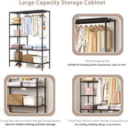 Dttwacoyh Portable Closets for Hanging Clothes, Clothing Rack with Shelves,Easy to Assembly,Suitable for Cloakroom,Bedroom,Living Room,etc.Black