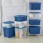 Sterilite 4-Pack Latch and Carry, Clear Plastic Storage Bins with Latching Lids and Full-Grip Handles, 27 Gallon