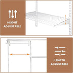PROWORX 4-6 Ft Closet Organizer System, Adjustable Metal Wire White Closet System, Expandable Walk in Closet Organizers and Storage System, Closet Shelves with Hanging Rods
