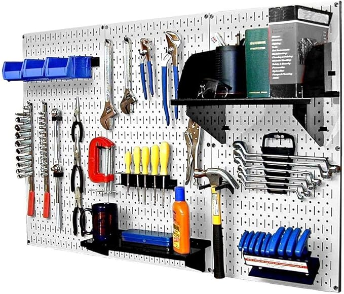 Wall Control 30-WRK-400WB Standard Workbench Metal Pegboard Tool Organizer,White/Black
