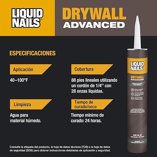 Liquid Nails Drywall Advanced 28 oz. Off-White Latex-Based Interior Drywall Adhesive, 12 Pack