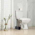 Blue Donuts Toilet Brush and Plunger Set with Holder, Sleek Minimalist Modern Black Bathroom Accessories Toilet Plunger and Toilet Bowl Brush Combo