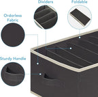 3 Pcs Large Size Wardrobe Clothes Organizers 6 Grids for Pants, Jeans, Sweater, T-shirt, Dress Stackable Closet Drawer Organizer Storage Bin Container with Sturdy Handles, Black