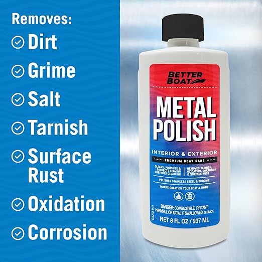 Metal Polish Cleaner and Chrome Marine Grade for Boats Cars Aluminum Stainless Steel (reformulated)