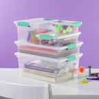 Sterilite 24-Pack Clip Box, Stackable Clear Plastic Bins with Latching Lids, Large - Writing, Arts or Crafts Supplies Storage Containers for Home, Office, Classroom and Workshop Organization