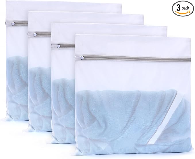 Muchfun 3Pcs Durable Fine Mesh Laundry Bags for Delicates 24 x 24 Inches (3, XX-Large)