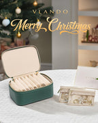 Vlando Jewelry Travel Case,Travel Jewelry Organizer with Clear Velvet Jewelry Bags 8Pcs Zipper Pouch for Women Girl Gift-Green