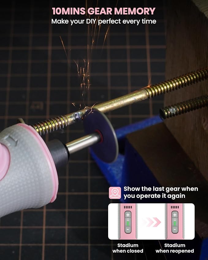 Rotary Tool Pink, 8V Cordless Rotary Tool with 2.0Ah Battery, Rotary Tool Kit with Upgraded Sanding Belt, 25 Rotary Tool Accessories for Grinding, Carving, Engraving, Polishing, Cutting, etc