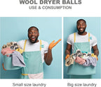 Wool Dryer Balls Organic Felt 6 Pack Laundry Fabric Softener, Extra Large Reusable Handmade Natural Sheep Wool Lint Wrinkle Free Anti Static Baby Safe (Cat)