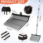 Manure Fork, Manure Fork Replacement Head – Heavy Plastic Horse Manure Fork with 69 Inch Spliced Extension Rod, Long Handle Fork for Hay, Compost, Barn, Horse Stable & Gardening（Black）