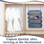 Suitcase Organizer, Carry-On Closet Luggage Organizer Accessories - Foldable, Hangable Portable Hanging Travel Shelves with Shoulder Strap - Medium, Gray