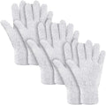 Patelai 3 Pairs Microfiber Plant Dusting Gloves Leaf Cleaning Gloves for Indoor Plants, Blinds, Furniture, House (White,Large)