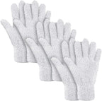 Patelai 3 Pairs Microfiber Plant Dusting Gloves Leaf Cleaning Gloves for Indoor Plants, Blinds, Furniture, House (White,Large)