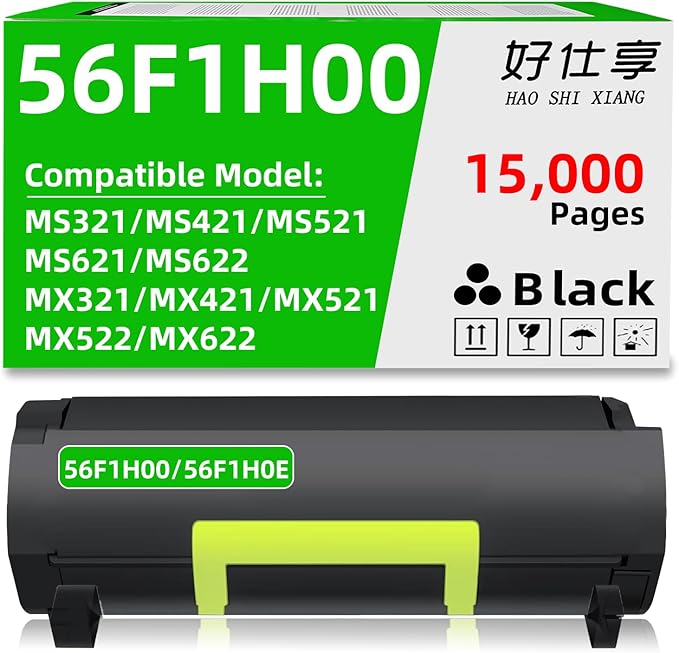 HAO SHI XIANG 56F1H00 56F1H0E High Yield Remanufactured Toner Cartridge Compatible for 56F1000 MS321 MS421 MS521 MS621 MS622 MX321 MX421 MX521 MX522 MX622 Laser Printer (56F1H00-15000Pages-1Pack)