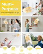 Extendable Lambswool Duster 30-100 Inch, Stainless Steel Long Handle Duster, Natural Feather Duster for Cleaning High Ceilings, Fans, Bookshelves, Interior, Cars, Brown