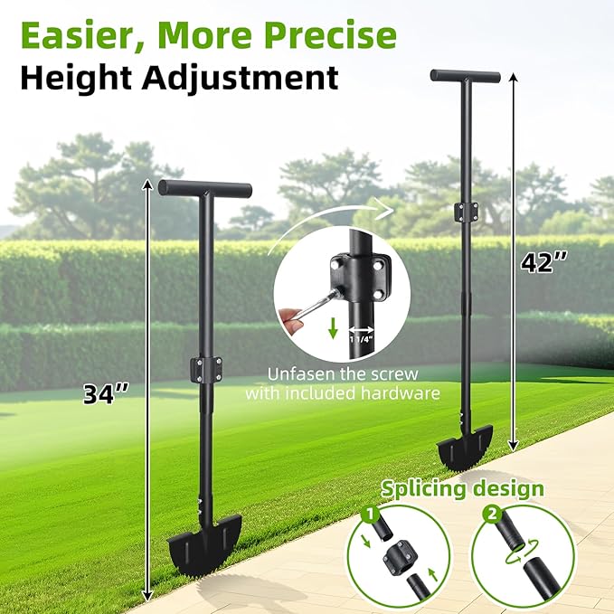 Edger Lawn Tool, Heavy Duty 49 Inch Border Edger with Half Moon Sharp Blade, T-Grip, Wide Footplate, Saw Tooth Rustproof Manual Lawn Edger for Landscaping, Yard,Garden, Sidewalk, Flower Beds