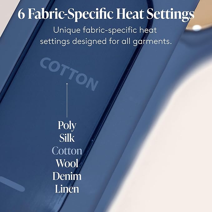 Nori Press Travel Steam Iron - Handheld Iron With Optional Steam Feature - No Ironing Board Required - Easy to Use w/ 6 Fabric Settings - Removes Wrinkles - User Manual Included - Navy