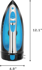 Sunbeam Steammaster Steam Iron, 1400 Watt, Large Anti-Drip Stainless Steel Nonstick Soleplate with 8' Retractable Cord, Horizontal or Vertical Shot of Steam and 3-Way Auto Shut-Off, Black/Blue