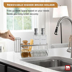 GMISUN Kitchen Soap Dispenser, 12 Fl oz/350ml Clear Dish Soap Dispenser with Silver Sponge Holder, Customized Glass Dish Soap Dispensers for Kitchen, Modern Hand and Dish Soap Dispensers Set Removable