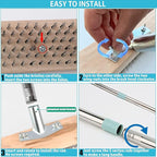 Stainless Steel Deck Scrub Brush with Long Handle, 62" Floor Scrubber Brush Heavy Duty Wire Brushes for Cleaning Pool Concrete Patio Garage Outdoor Moss Remover 11.8" Wide