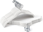 Sishynio Premium Velvet Shirt Hangers 30 Pack, Non-Slip 360° Swivel Hook Slim Felt Hanger, Space Saving Flocked Hangers for Tank Tops, Blouses, Strappy Dresses(White)